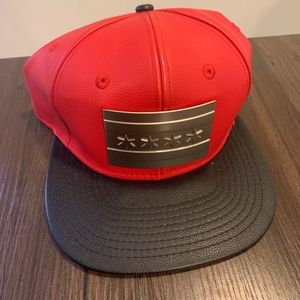 Red Leather CHICAGO Hat